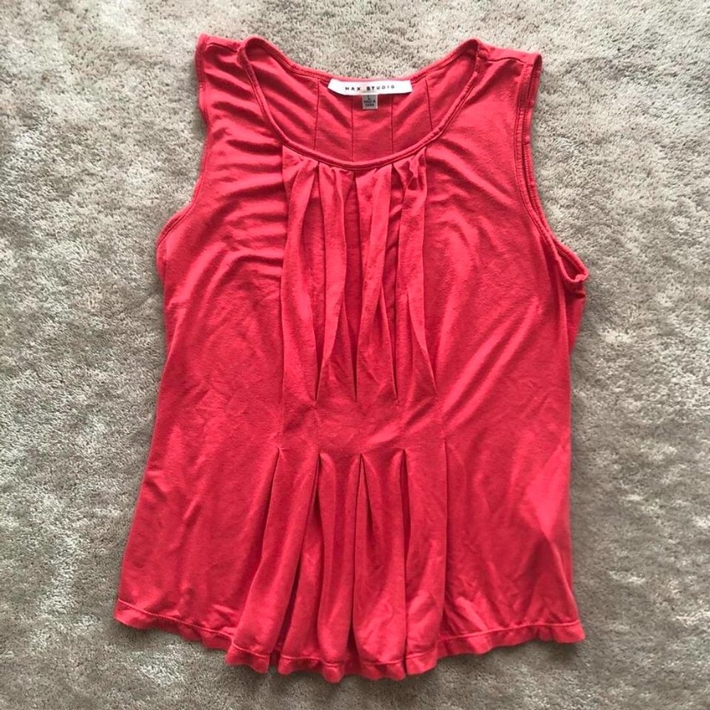 Max Studio Red Tank Ruffle Tank Top